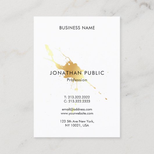 Carte De Visite Professionnel tendance doré moderne Splash Élégant (Dos)