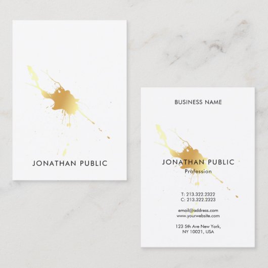 Carte De Visite Professionnel tendance doré moderne Splash Élégant (Devant / Derrière)