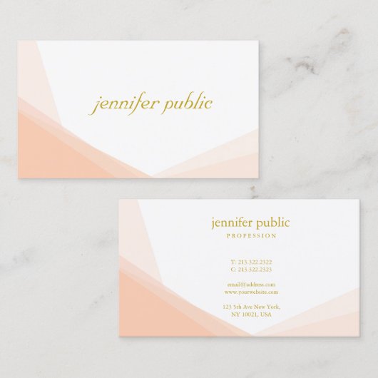 Carte De Visite Professionnel tendance Gold Hand Script Nom modern (Devant / Derrière)