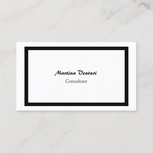 Carte De Visite Professionnel tendance Simple Noir & Blanc simple (Devant)