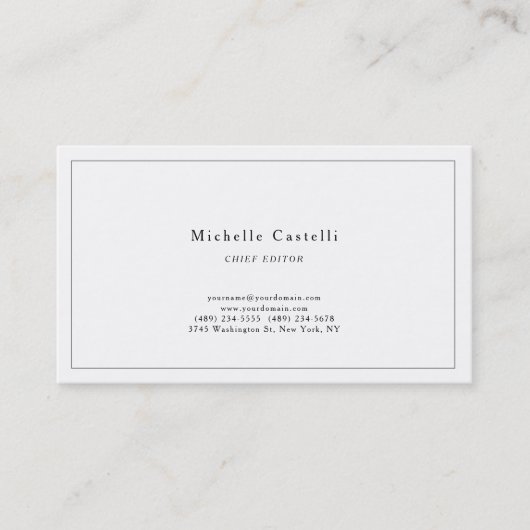 Carte De Visite Professionnel Unique Classique Noir Blanc (Devant)