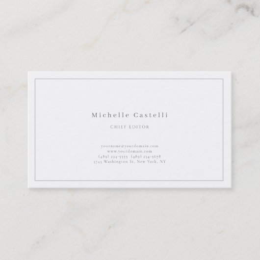 Carte De Visite Professionnel Unique Classique Noir Blanc (Devant)