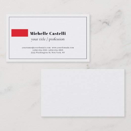 Carte De Visite Professionnel Unique Classique Simple (Devant / Derrière)