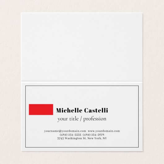 Carte De Visite Professionnel Unique Classique Simple (Extérieur déplié)