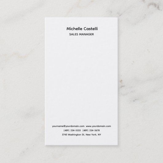 Carte De Visite Professionnel Unique Classique Simple (Devant)