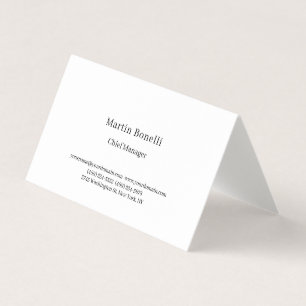 Carte De Visite Professionnel Unique Classique Simple Blanc