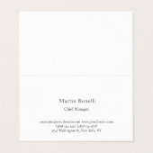 Carte De Visite Professionnel Unique Classique Simple Blanc Uni (Extérieur déplié)