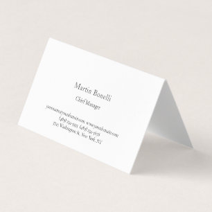 Carte De Visite Professionnel Unique Classique Simple Blanc Uni