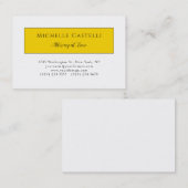 Carte De Visite Professionnel Unique Classique Simple Jaune Blanc (Devant / Derrière)