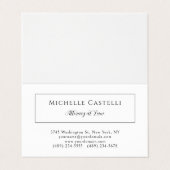 Carte De Visite Professionnel Unique Classique Simple Noir & Blanc (Extérieur déplié)