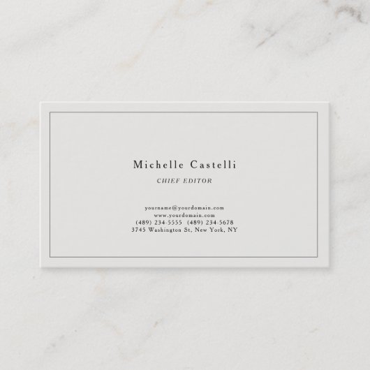 Carte De Visite Professionnel Unique Classique Simple Pastel (Devant)