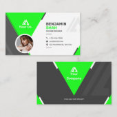 Carte de visite professionnel vert et noir (Devant / Derrière)