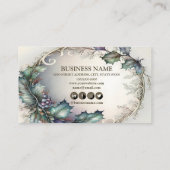 Carte De Visite Professionnel Vert Violet Feuille Rustique Élégant (Dos)