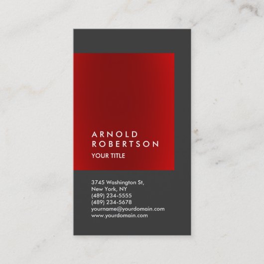 Carte de visite professionnel vertical Red Grey Tr (Devant)
