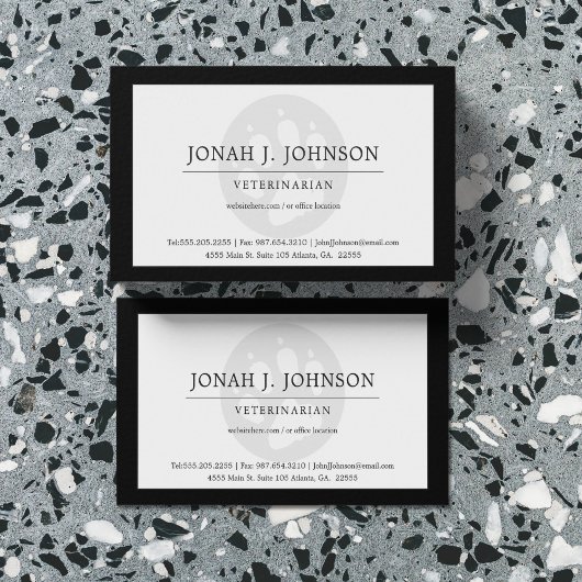 Carte De Visite Professionnel vétérinaire | Bordure noire de la pa