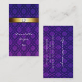 Carte de visite professionnelle à monogramme Damas (Devant / Derrière)