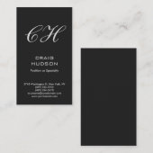 Carte de visite professionnelle à monogramme gris (Devant / Derrière)