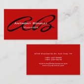 Carte de visite professionnelle à monogramme rouge (Devant / Derrière)