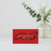 Carte de visite professionnelle à monogramme rouge (Debout devant)
