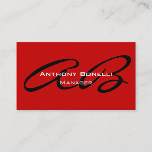 Carte de visite professionnelle à monogramme rouge