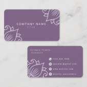 Carte de visite professionnelle à motif floral vio (Devant / Derrière)