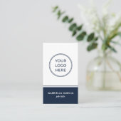 Carte de visite professionnelle avec code QR bleu  (Debout devant)