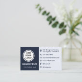 Carte de visite professionnelle avec logo bleu mar (Debout devant)