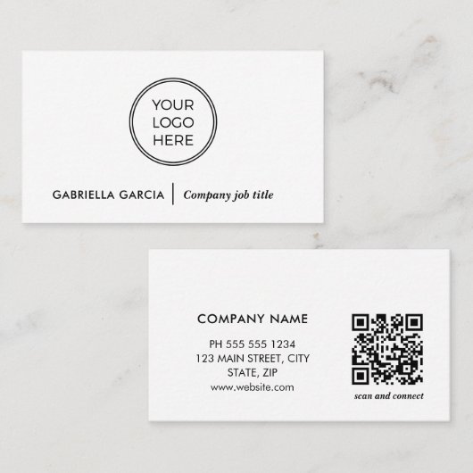 Carte de visite professionnelle avec logo QR Code  (Devant / Derrière)