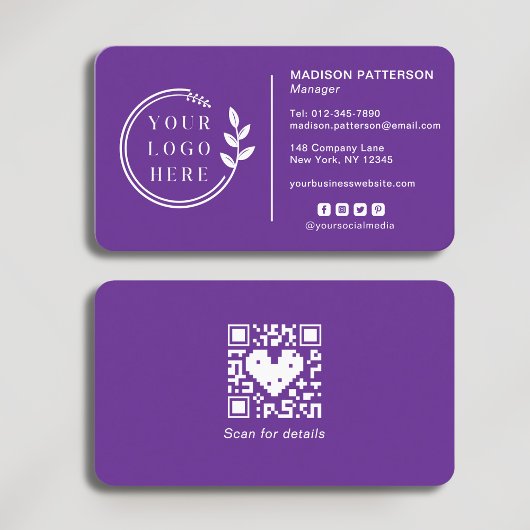 Carte de visite professionnelle avec logo violet e