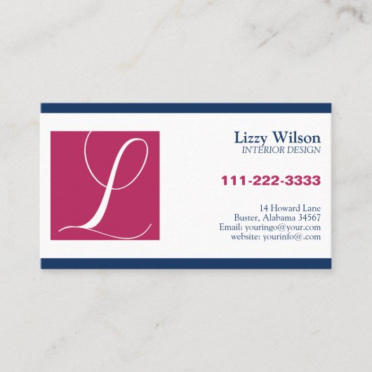 Carte de visite professionnelle avec monogramme po (Devant)