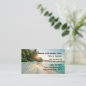 Carte de visite professionnelle avec plage et palm (Debout devant)