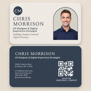 Carte de visite professionnelle avec QR Code et ph