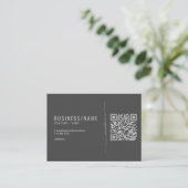 Carte de visite professionnelle avec QR code gris (Debout devant)