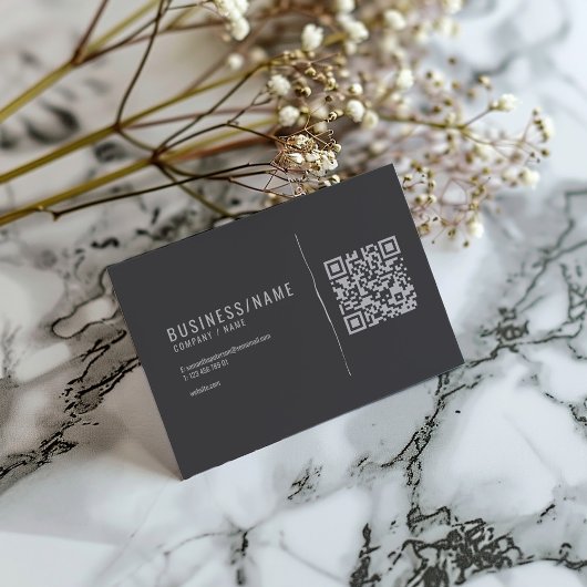 Carte de visite professionnelle avec QR code gris