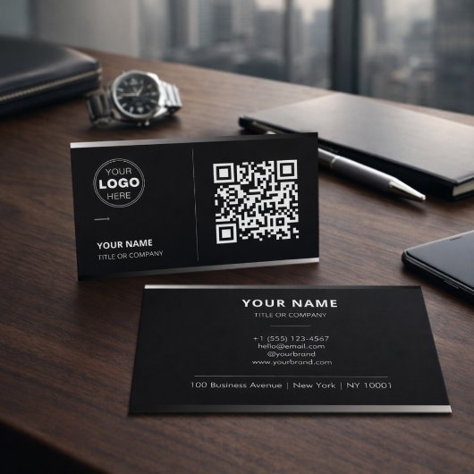 Carte de visite professionnelle avec QR Code noir 