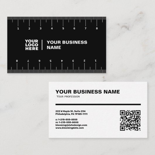 Carte de visite professionnelle avec règle (cm) (Devant / Derrière)