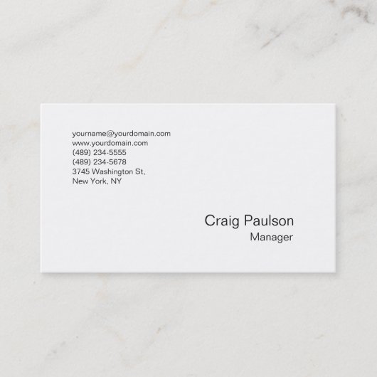 Carte de visite professionnelle blanche simple sop (Devant)