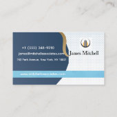 Carte de visite professionnelle bleu marine et or (Dos)
