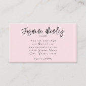 Carte de visite professionnelle chic rose blush po (Dos)