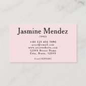 Carte de visite professionnelle chic rose blush po (Dos)