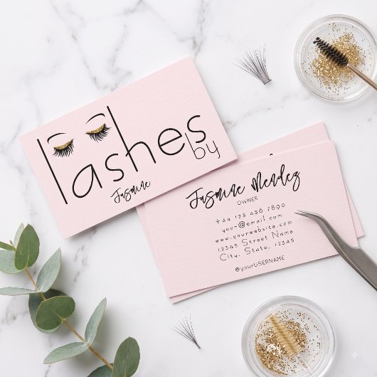 Carte de visite professionnelle chic rose blush po