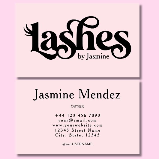 Carte de visite professionnelle chic rose blush po