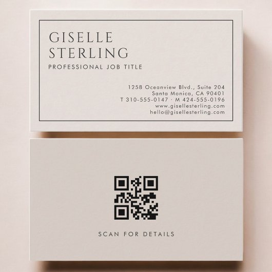 Carte de visite professionnelle code QR minimalist
