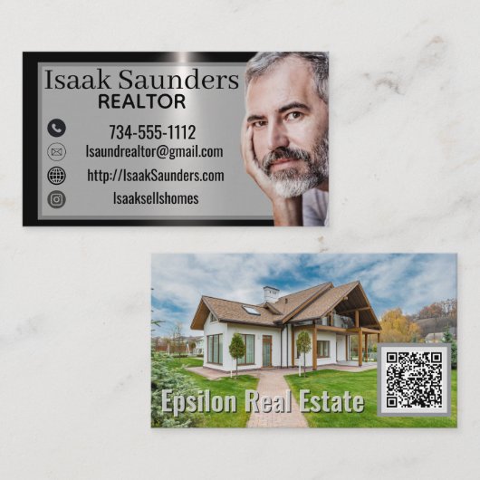 Carte de visite professionnelle d'agent immobilier (Devant / Derrière)