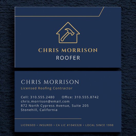 Carte de visite professionnelle de couvreur en ble