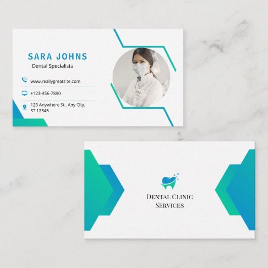 Carte de visite professionnelle de dentiste avec p (Devant / Derrière)
