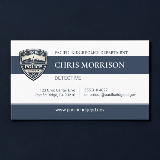Carte de visite professionnelle de détective de po