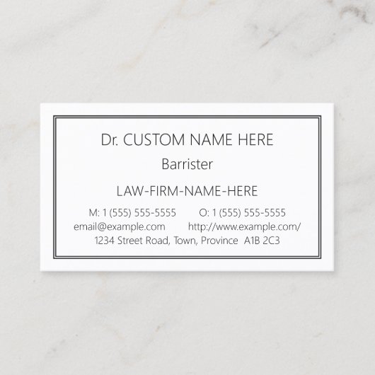 Carte de visite professionnelle de droit tradition (Devant)