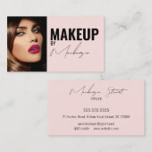 Carte de visite professionnelle de maquillage rose (Devant / Derrière)