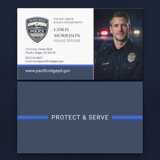 Carte de visite professionnelle de police Thin Blu